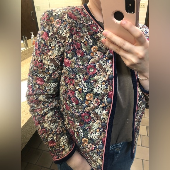 Vintage Style Quilted Jacket Floral Tapestry Coat Medium - Picture 3 of 13